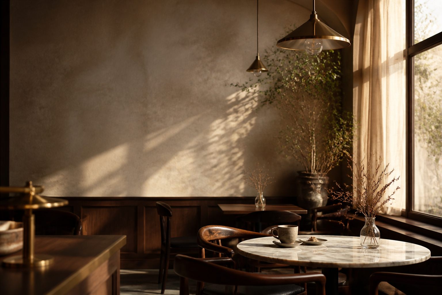 Cafe Komorebi の落ち着いた店内